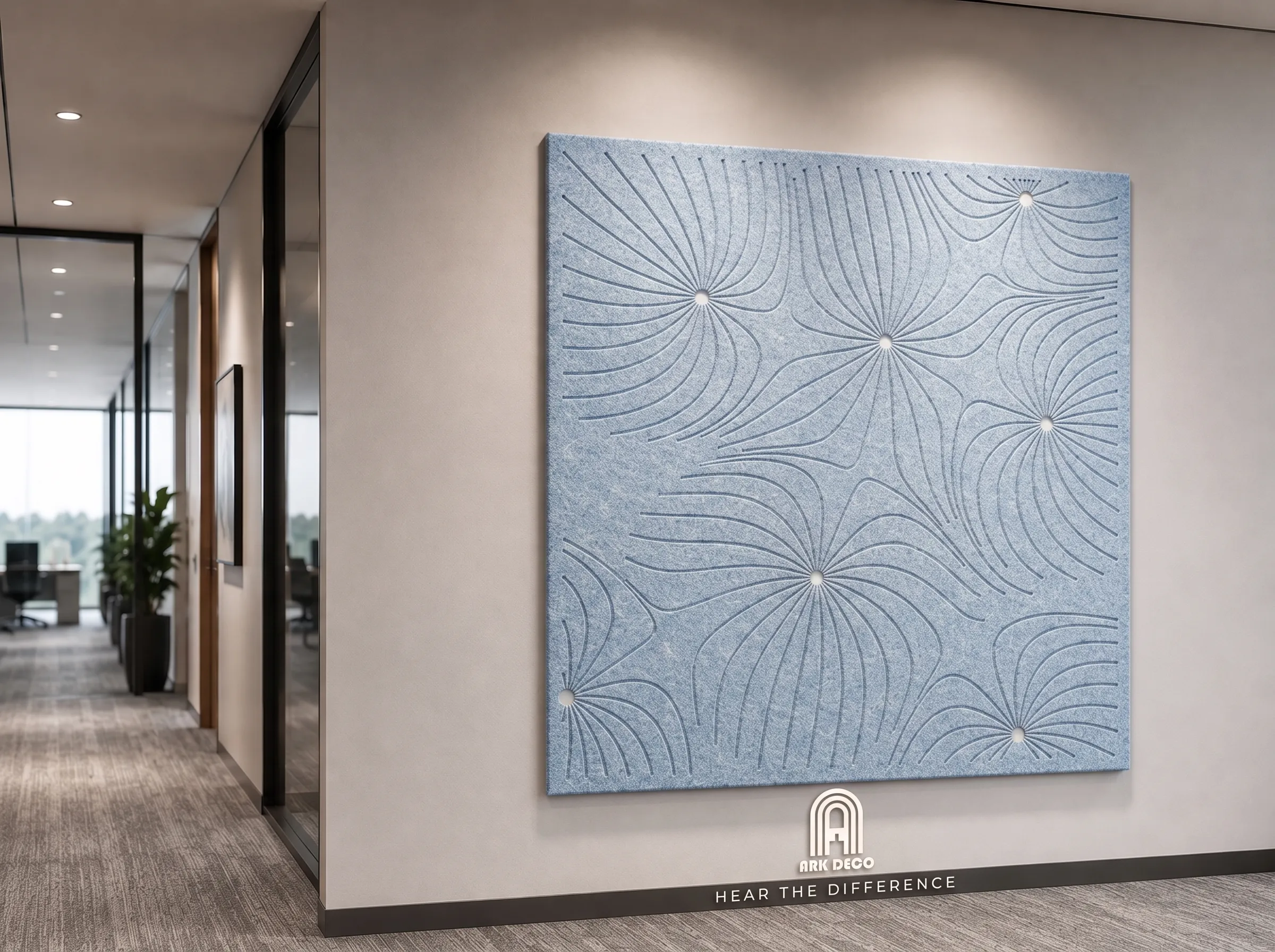Flora · Korenblauw vilt · Kantoor