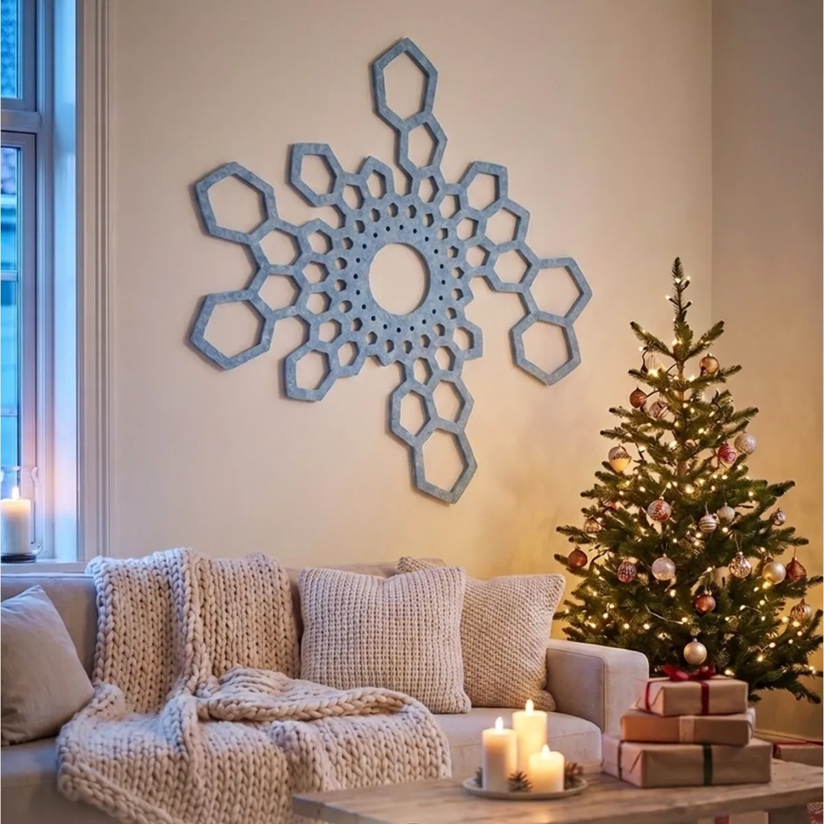 Hushex · Korenblauw vilt · Woonkamer
